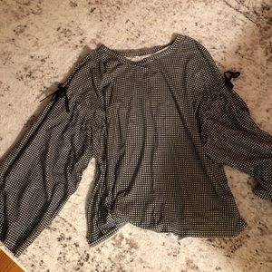 Zara black and white oversize blouse